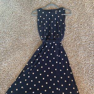 Anne Klein navy polka dot dress